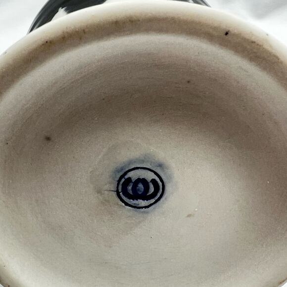 Hand Crafted Art Pottery Vase Drip Metallic Glaze 5 1/2" Teal Tone Lined Branded - Picture 4 of 9